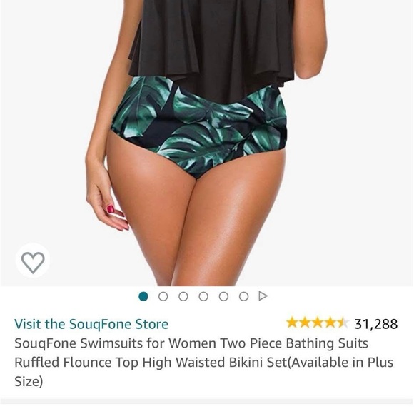 Two pairs of Black High-Waisted Ruffle Bikini Swim Suits - Picture 2 of 5